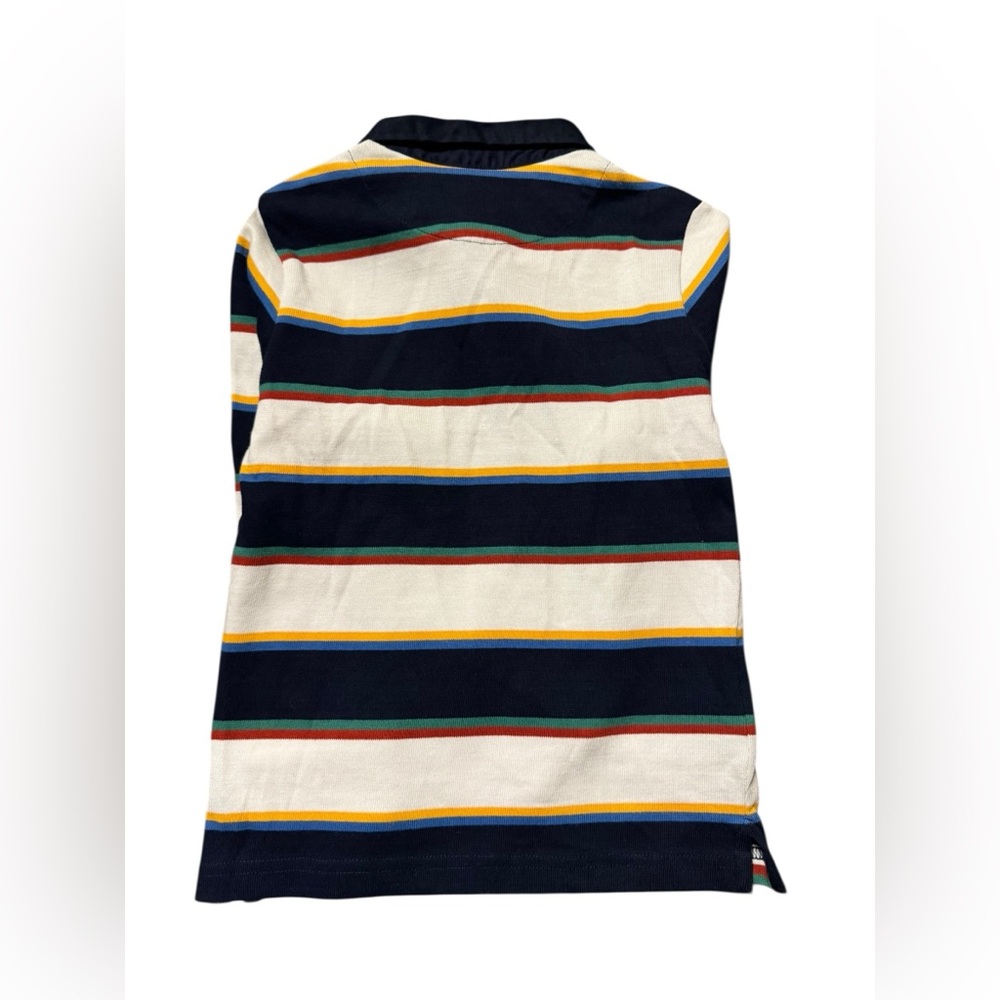 Striped Navy Blue, white, yellow & etc. Long Sleeve Polo Shirt - Picture 2 of 2